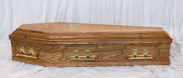 Panelled natural coloured oak finished coffin